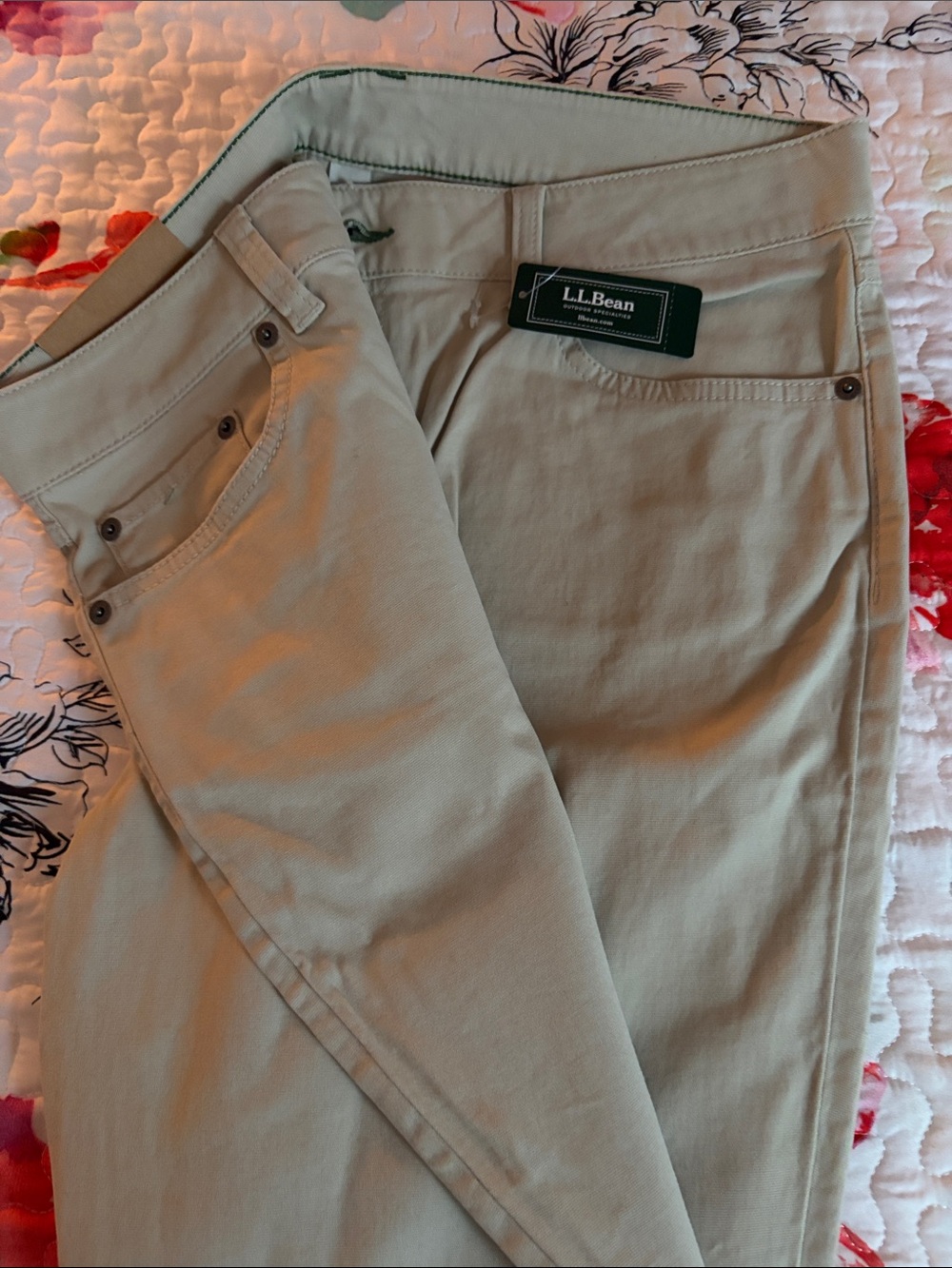 L.L. Bean Beige/Tan Straight-Leg Chinos